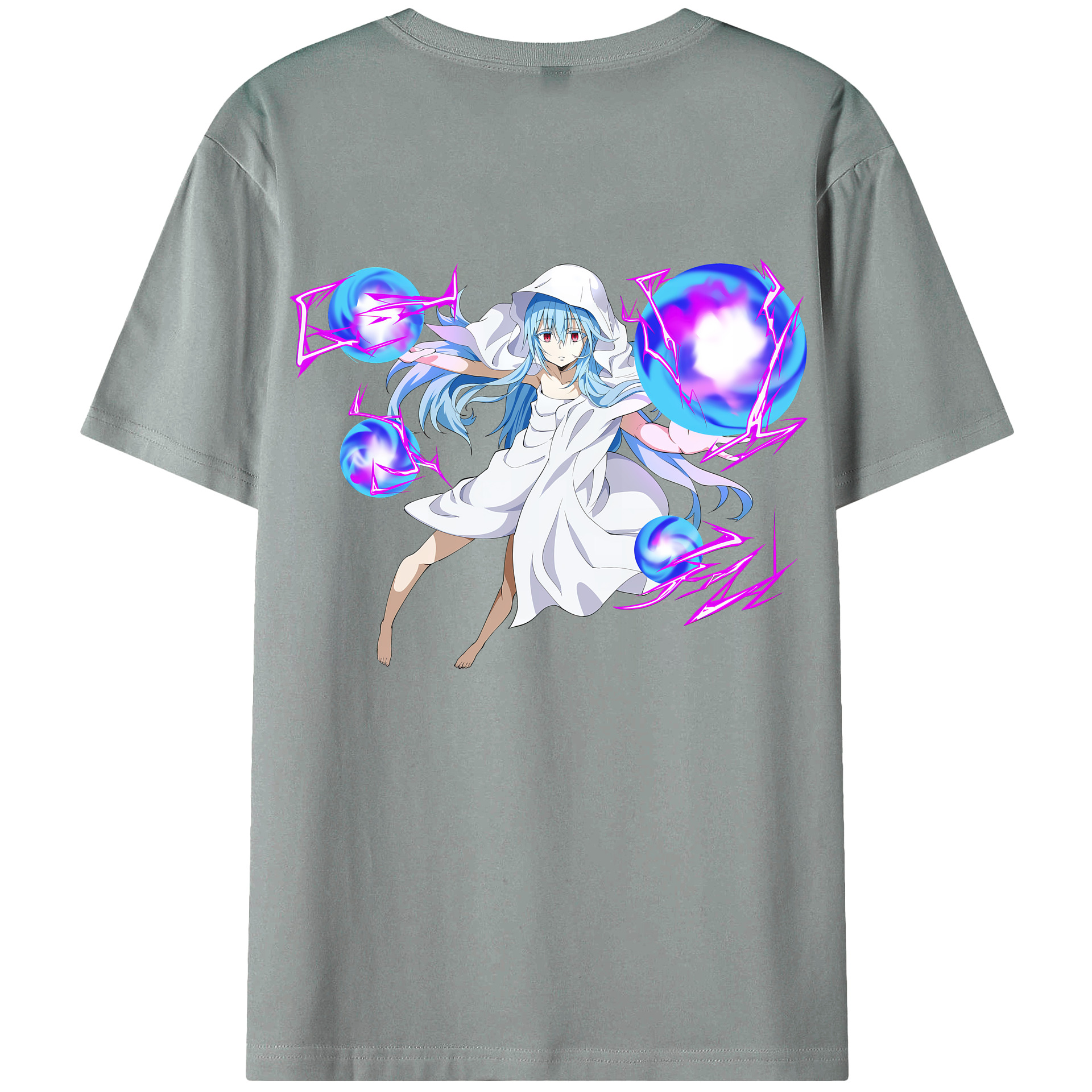 （画像用） 転スラ Regarding Reincarnated to Slime 綿100％ メンズ半袖Tシャツ（バックプリント） 通気性